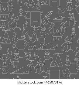 Grey animal seamless pattern background.
