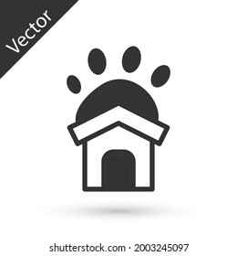 Grey Animal shelter house icon isolated on white background.  Vector