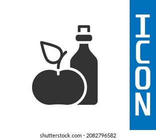 Grey Apple cider vinegar in bottle icon isolated on white background.  Vector