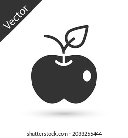 Icono de Apple gris aislado en fondo blanco. Exceso de peso. Menú de dieta saludable. Gimnasio dieta manzana.  Vector