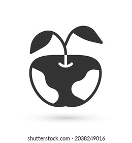 Grey Apple icon isolated on white background. Excess weight. Healthy diet menu. Fitness diet apple.  Vector