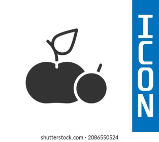 Graues Apfelsymbol einzeln auf weißem Hintergrund. Übergewicht. Gesunde Diätkarte. Fitness Diät Apfel.  Vektorgrafik