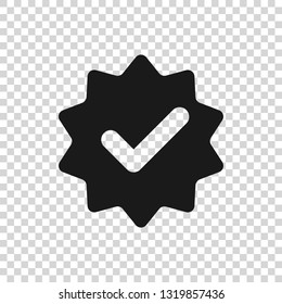 Grey Approved or certified medal with ribbons and check mark icon isolated on transparent background. Vector Illustration