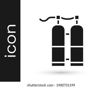 Grey Aqualung icon isolated on white background. Oxygen tank for diver. Diving equipment. Extreme sport. Sport equipment.  Vector Illustration