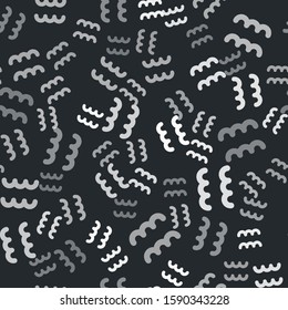 Grey Aquarius zodiac sign icon isolated seamless pattern on black background. Astrological horoscope collection.  Vector Illustration