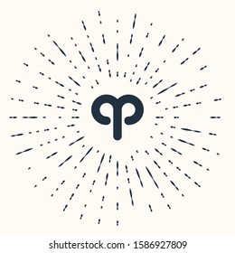 Grey Aries zodiac sign icon isolated on beige background. Astrological horoscope collection. Abstract circle random dots. Vector Illustration