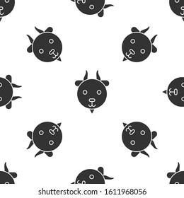Grey Aries zodiac sign icon isolated seamless pattern on white background. Astrological horoscope collection.  Vector Illustration