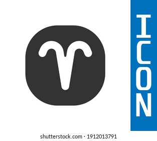 Grey Aries zodiac sign icon isolated on white background. Astrological horoscope collection.  Vector