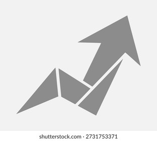 Grey arrow pointing upwards, symbolizing growth and progress