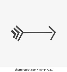 Grey arrow vector icon on trendy light gray background.