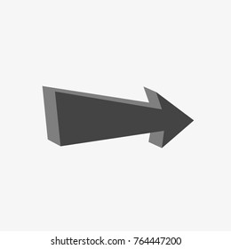 Grey arrow vector icon on trendy light gray background.