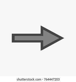 Grey arrow vector icon on trendy light gray background.