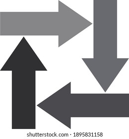 Grey arrows flat vector illustration in white background