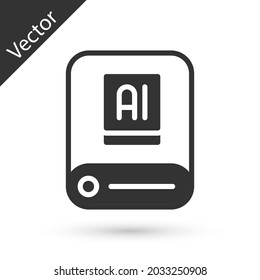 Graue künstliche Intelligenz AI Symbol einzeln auf weißem Hintergrund. Computerlernen, Cloud-Computing, automatisierte Unterstützung und Netzwerke.  Vektorgrafik