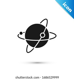 Grey Artificial satellites orbiting the planet Earth in outer space icon isolated on white background. Communication, navigation concept.  Vector Illustration