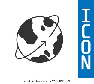 Grey Artificial satellites orbiting the planet Earth in outer space icon isolated on white background. Communication, navigation concept.  Vector