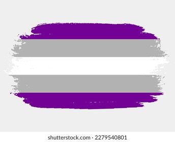 Grey Asexuality Flag painted with brush on white background. LGBT rights concept. Modern pride parades poster. Vector illustration