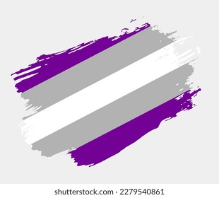 Grey Asexuality Flag painted with brush on white background. LGBT rights concept. Modern pride parades poster. Vector illustration
