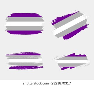 Gray-Asexualität-Flag, mit einer Bürste auf weißem Hintergrund gemalt. Konzept der LGBT-Rechte Moderne Stolz-Paraden Plakat. Vektorgrafik	
