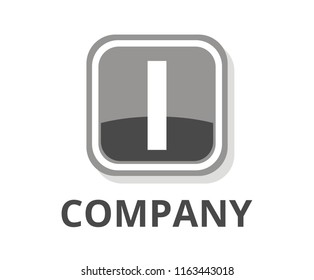 grey ash color glasses square box button web logo graphic design with modern clean style for any professional company with initial type letter i on it