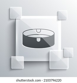 Grey Ashtray icon isolated on grey background. Square glass panels. Vector
