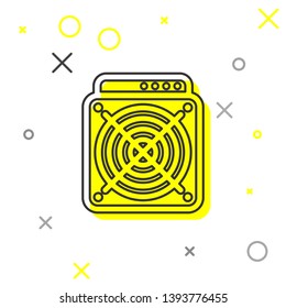 Grey ASIC Miner line icon isolated on white background. Cryptocurrency mining equipment and hardware. Application specific integrated circuit. Vector Illustration