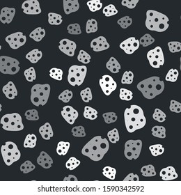 Grey Asteroid icon isolated seamless pattern on black background.  Vector Illustration