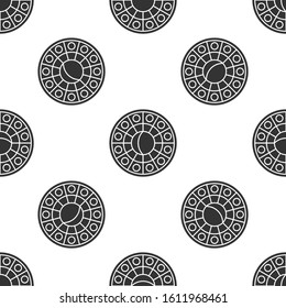 Grey Astrology horoscope circle with zodiac icon isolated seamless pattern on white background.  Vector Illustration