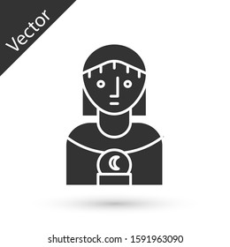 Grey Astrology woman icon isolated on white background.  Vector Illustration