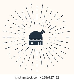 Grey Astronomical observatory icon isolated on beige background. Abstract circle random dots. Vector Illustration