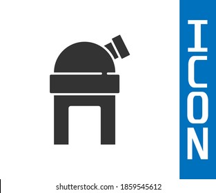 Grey Astronomical observatory icon isolated on white background. Observatory with a telescope. Scientific institution.  Vector