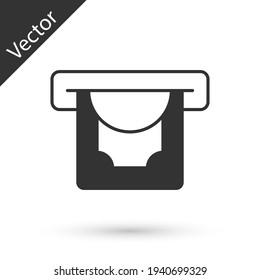 Grey ATM - Automated teller machine and money icon isolated on white background. Vector