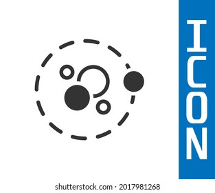 Grey Atom icon isolated on white background. Symbol of science, education, nuclear physics, scientific research.  Vector