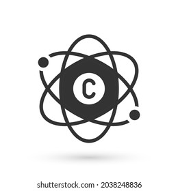 Grey Atom icon isolated on white background. Symbol of science, education, nuclear physics, scientific research.  Vector