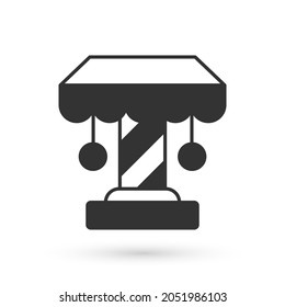 Grey Attraction carousel icon isolated on white background. Amusement park. Childrens entertainment playground, recreation park.  Vector