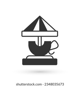 Grey Attraction carousel icon isolated on white background. Amusement park. Childrens entertainment playground, recreation park.  Vector