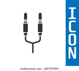 Grey Audio jack icon isolated on white background. Audio cable for connection sound equipment. Plug wire. Musical instrument.  Vector Illustration