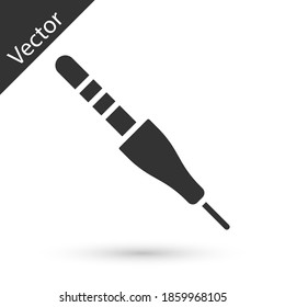 Icono de jack de audio gris aislado en fondo blanco. Cable de audio para equipos de sonido de conexión. Cable de enchufe. Instrumento musical. Vector.
