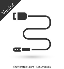 Graue Audiokarte einzeln auf weißem Hintergrund. Audiokabel für die Soundausrüstung zum Anschluss. Steckkabel. Musikinstrument. Vektorgrafik.