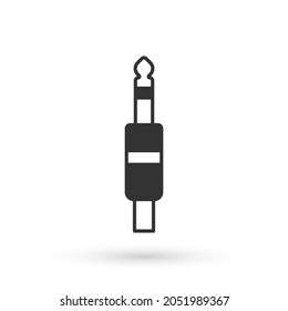Grey Audio jack icon isolated on white background. Audio cable for connection sound equipment. Plug wire. Musical instrument.  Vector