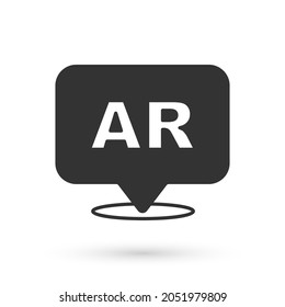 Grey Augmented reality AR icon isolated on white background. Virtual futuristic wearable devices.  Vector
