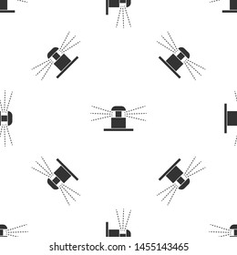 Grey Automatic irrigation sprinklers icon isolated seamless pattern on white background. Watering equipment. Garden element. Spray gun icon.  Vector Illustration