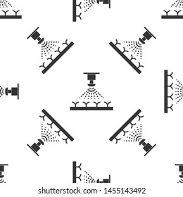 Grey Automatic irrigation sprinklers icon isolated seamless pattern on white background. Watering equipment. Garden element. Spray gun icon.  Vector Illustration