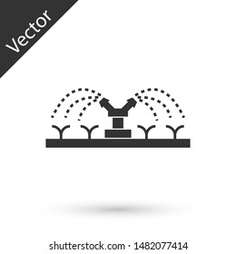 Grey Automatic irrigation sprinklers icon isolated on white background. Watering equipment. Garden element. Spray gun icon.  Vector Illustration