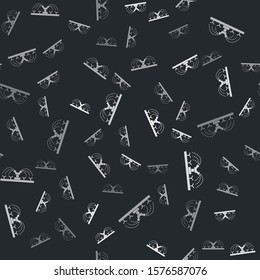 Grey Automatic irrigation sprinklers icon isolated seamless pattern on black background. Watering equipment. Garden element. Spray gun icon.  Vector Illustration