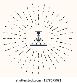 Grey Automatic irrigation sprinklers icon isolated on beige background. Watering equipment. Garden element. Spray gun icon. Abstract circle random dots. Vector Illustration