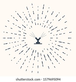 Grey Automatic irrigation sprinklers icon isolated on beige background. Watering equipment. Garden element. Spray gun icon. Abstract circle random dots. Vector Illustration
