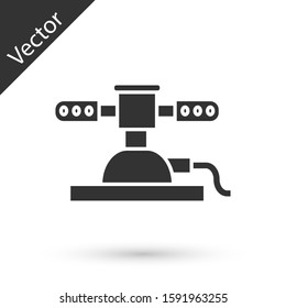 Grey Automatic irrigation sprinklers icon isolated on white background. Watering equipment. Garden element. Spray gun icon.  Vector Illustration