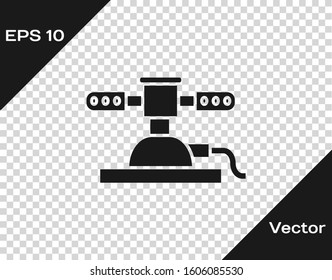 Grey Automatic irrigation sprinklers icon isolated on transparent background. Watering equipment. Garden element. Spray gun icon.  Vector Illustration