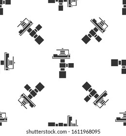 Grey Automatic irrigation sprinklers icon isolated seamless pattern on white background. Watering equipment. Garden element. Spray gun icon.  Vector Illustration